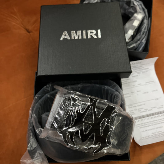 Black Emblem Silver Trim MA Belt Men Amiri Size 38